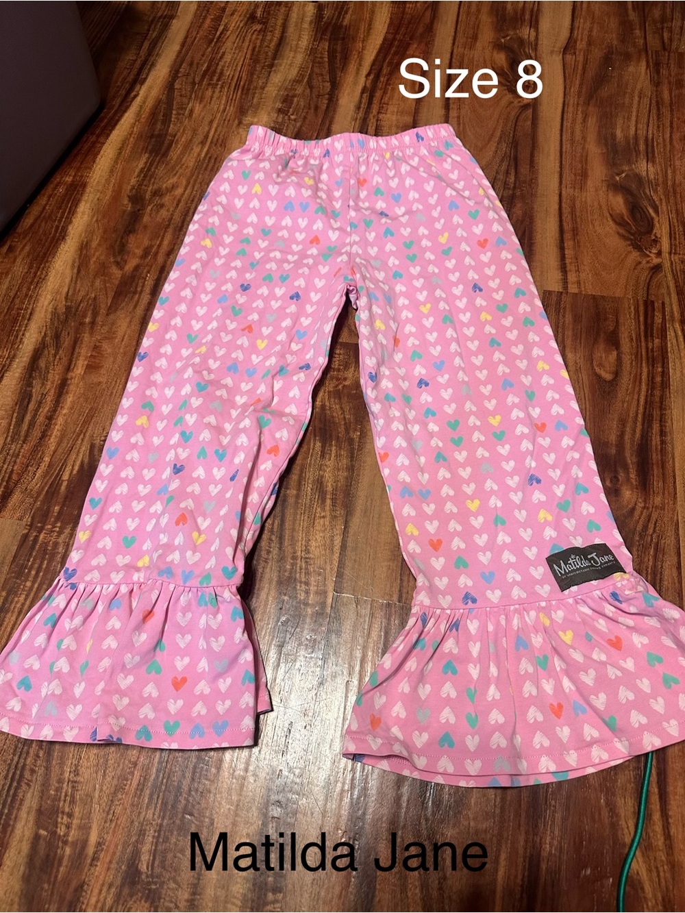Matilda Jane Pink Heart-Print Ruffle Pants